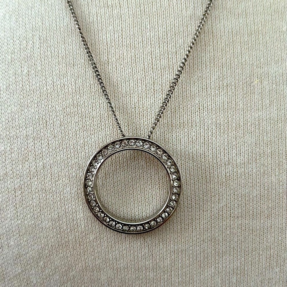 Silver Tone Metal & Rhinestone Necklace